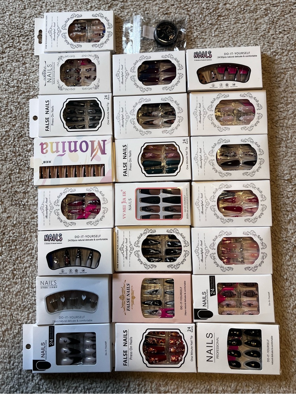Beautiful Assorted Press-On False Nails Set All different designs 22 boxes